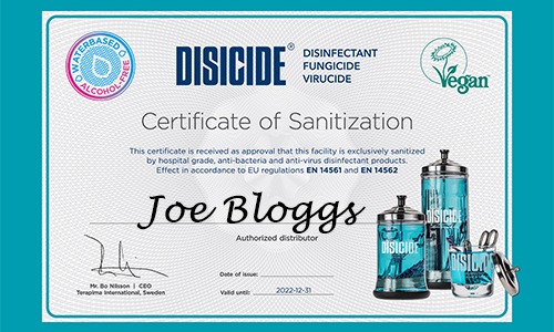 Disicide® Certification of Sanitization